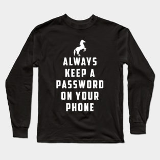 Always keep a password on your phone: Horse Video Orange Shirt Long Sleeve T-Shirt